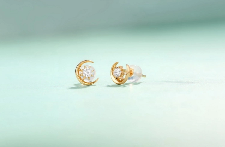 Trendy 5A Zircon Stud Earrings 14K 18K Gold Fashion Accessories Crescent Moon Accessories Star Earrings for Fashion Jewelry Earrings